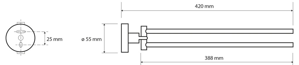 Sapho Sapho, X-ROUND dvojitý držiak uterákov 420mm, otočný, chróm, XR405
