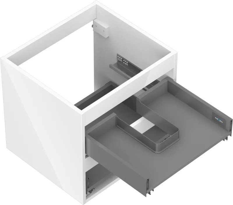 Mexen Box-A, závesná skrinka 50 cm, 2 zásuvky, biela lesklá, 91AX0-0500-470-2-00