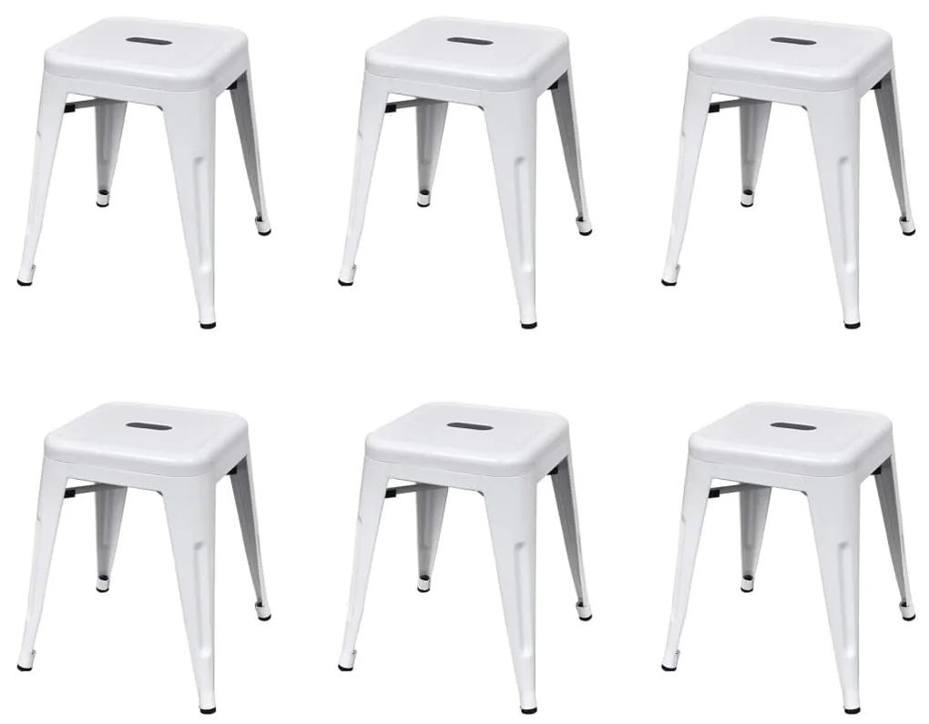 vidaXL Stohovateľné stoličky 6 ks, biele, oceľ