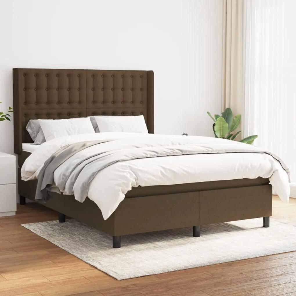 Boxspring posteľ s matracom tmavohnedá 140x200 cm látka 3131756