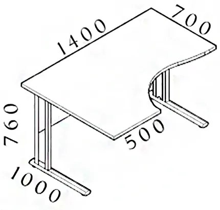 Ergonomický stôl Visio 140 x 100 cm, ľavý, čerešňa