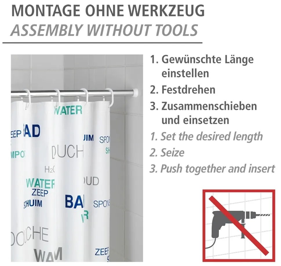Tyč na sprchový záves v striebornej farbe 110 - 185 cm – Wenko