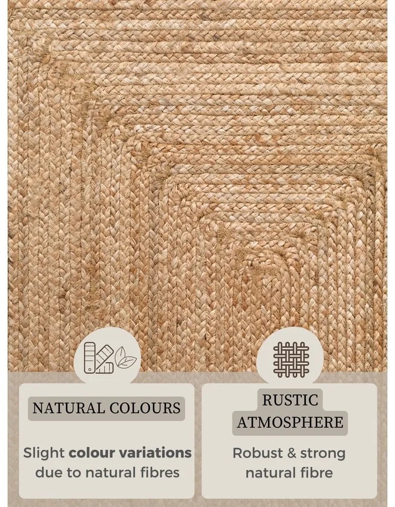 Obojstranný/ručne tkaný jutový behúň v prírodnej farbe 80x200 cm Juno – Hanse Home