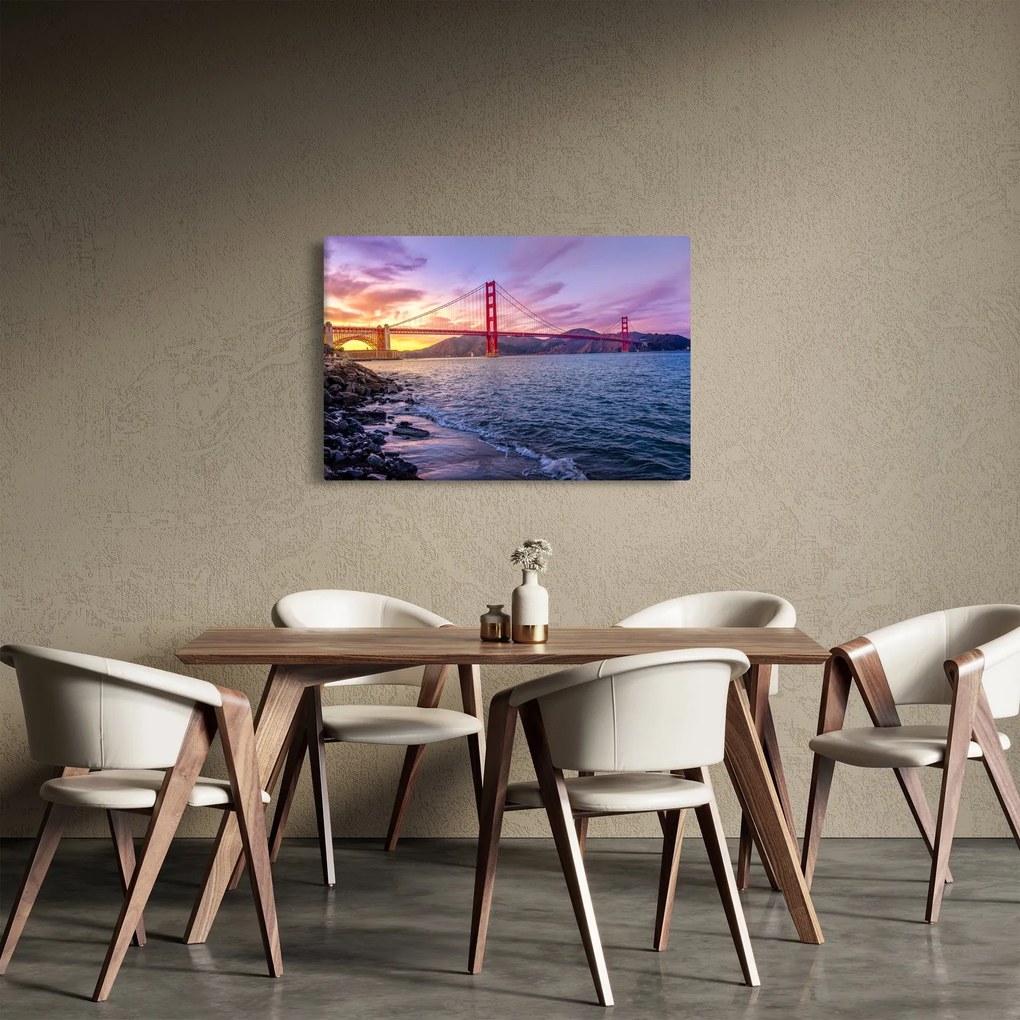 Obraz mosta pri západe slnka (90x60 cm)