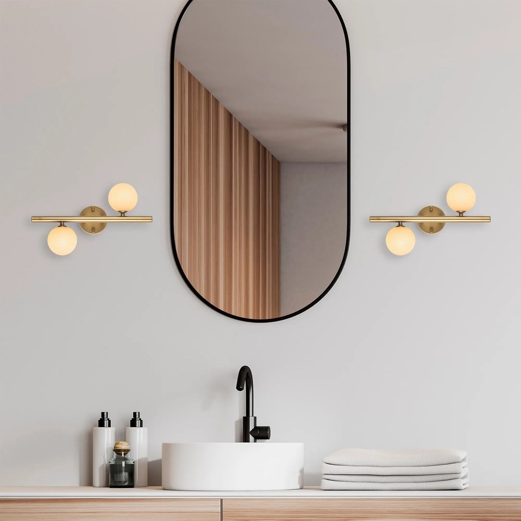 Nástenná lampa Domino zlatá/mliečne sklo