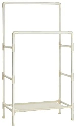 Stojan na oblečenie, 2 závesné tyče, 1 polica, 154x84x44cm, biely