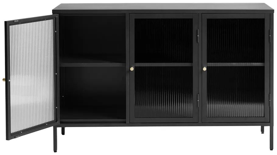 Čierna kovová vitrína 132x85 cm Bronco - Unique Furniture