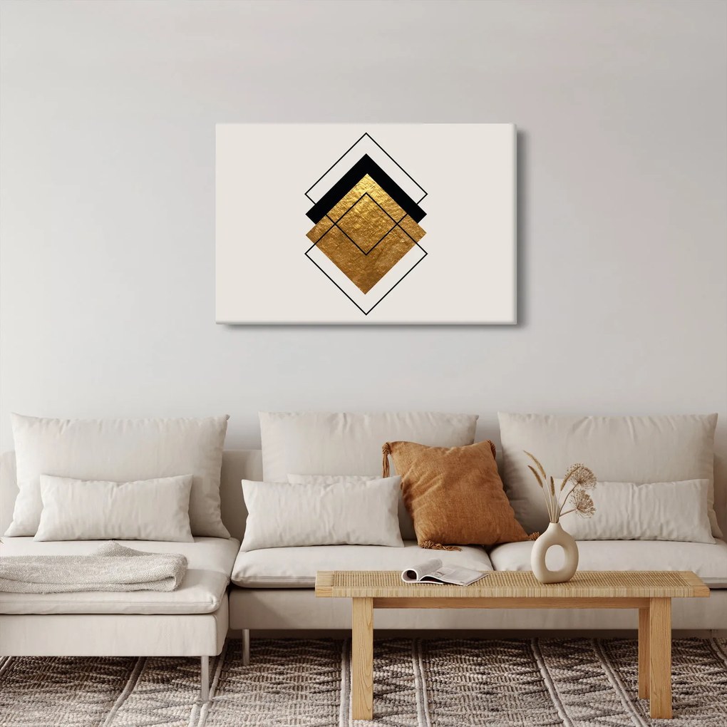 Obraz - Abstrakcia zlatá a biela N⁰1 (90x60 cm)