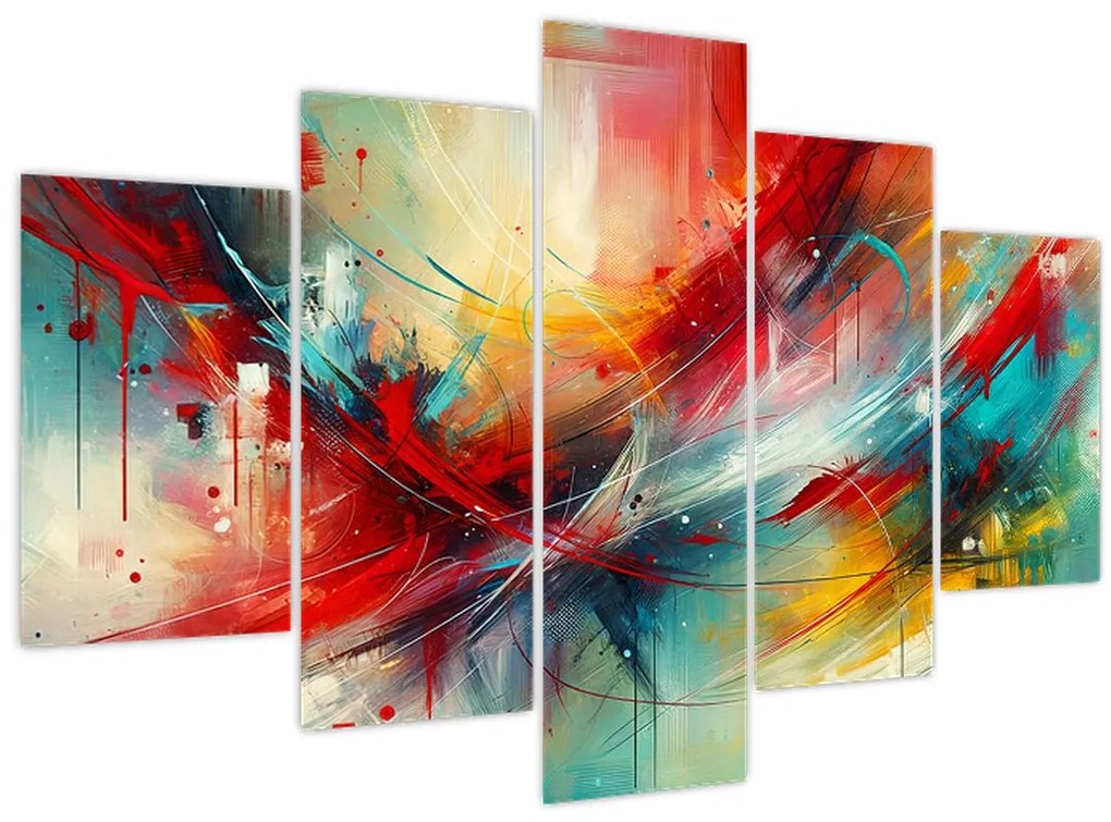 Obraz – Abstrakcia s červenou (150x105 cm)