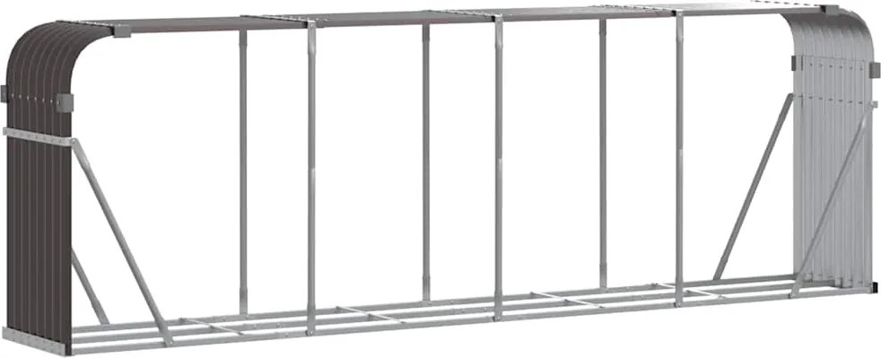 vidaXL Držiak na polená hnedý 300x45x100 cm pozinkovaná oceľ