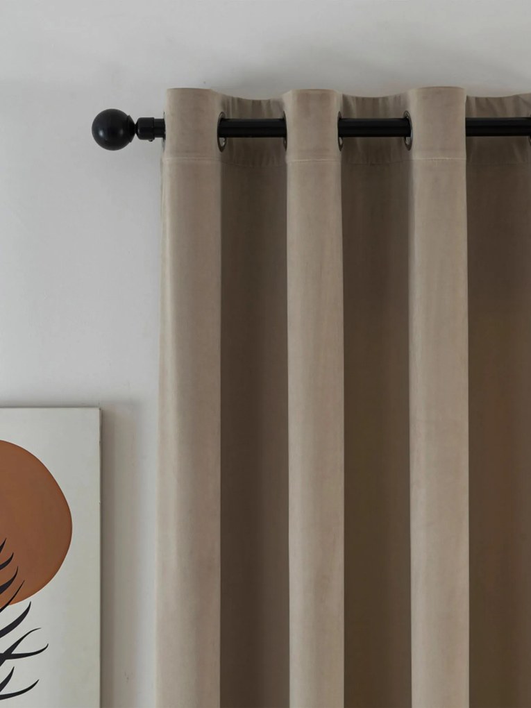 Zamatové zatemňovacie závesy Cesar cappuccino - 140 x 280 cm (2ks) - krúžky
