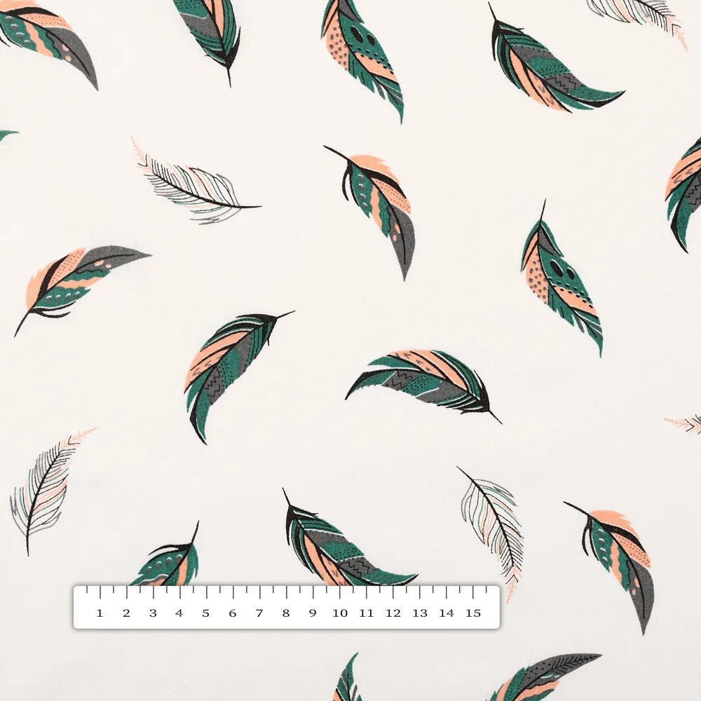 Biante Bavlnený štvorcový obrus Sandra SA-460 Zeleno-ružové pierka na bielom 110x110 cm