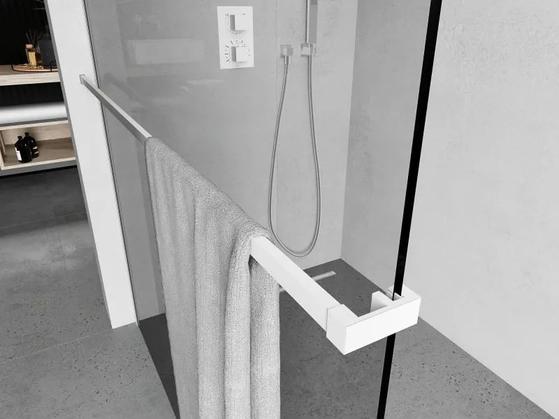 Mexen Kioto, vešiak na uteráky pre sprchovú zástenu, max. 140 cm, biela, 800-06-20