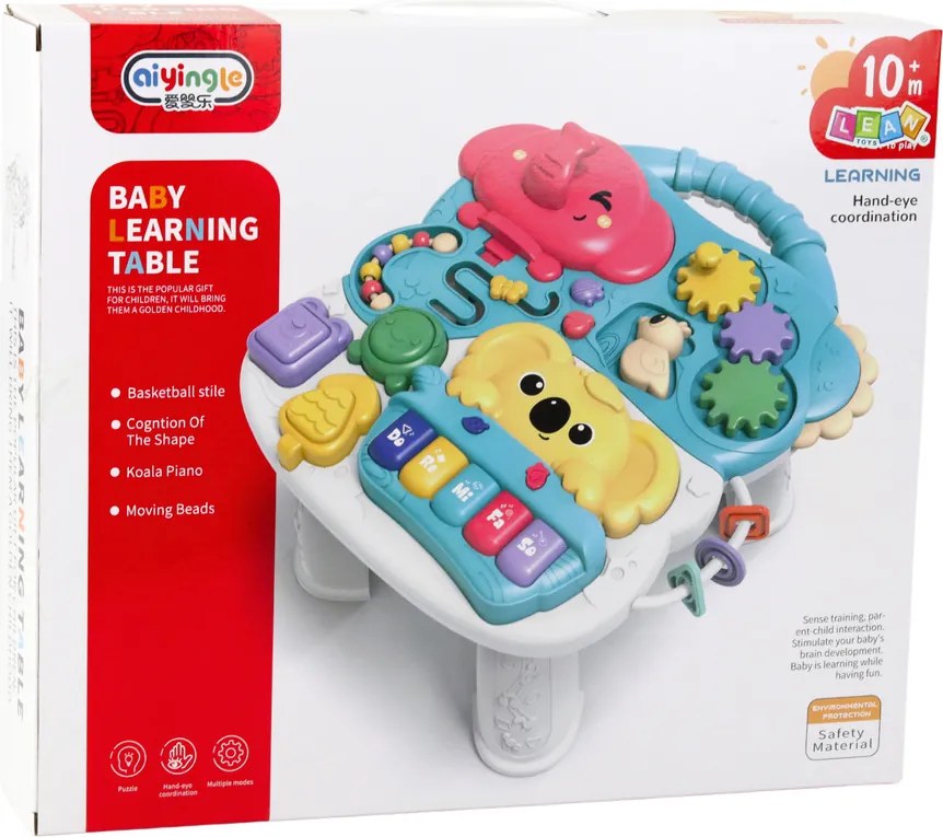 LEAN Toys Vzdelávací interaktívny hudobný stôl Sensory Pink