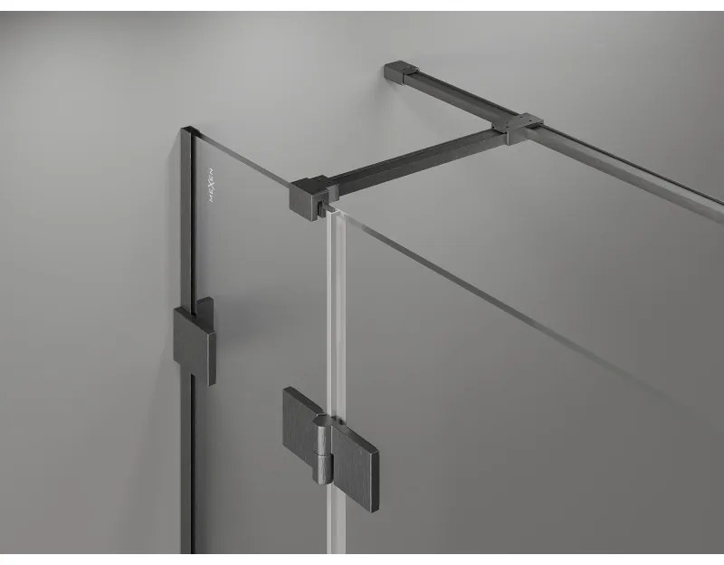 Mexen Lunar T, sklápací ľavý sprchový kút 140 x 110 cm, 8mm číre sklo, profil grafit brúsený, 834T-140-110-66-00-L