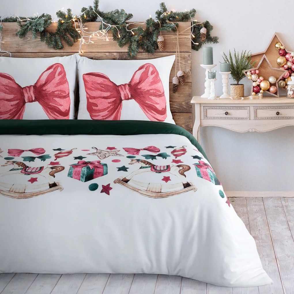 VIANOČNÉ OBLIEČKY Z MIKROVLÁKNA RIBENO 200X220 CM, 2 KS 70X80 CM VZOROVANÉ