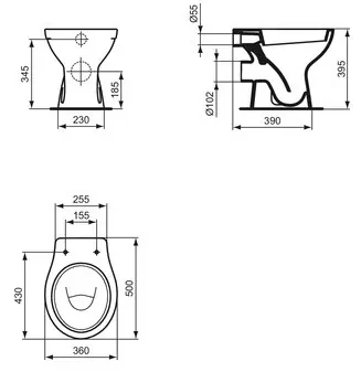 Ideal Standard Ideal Standard Eurovit - Stacionárne WC/výlevka, biela W333101