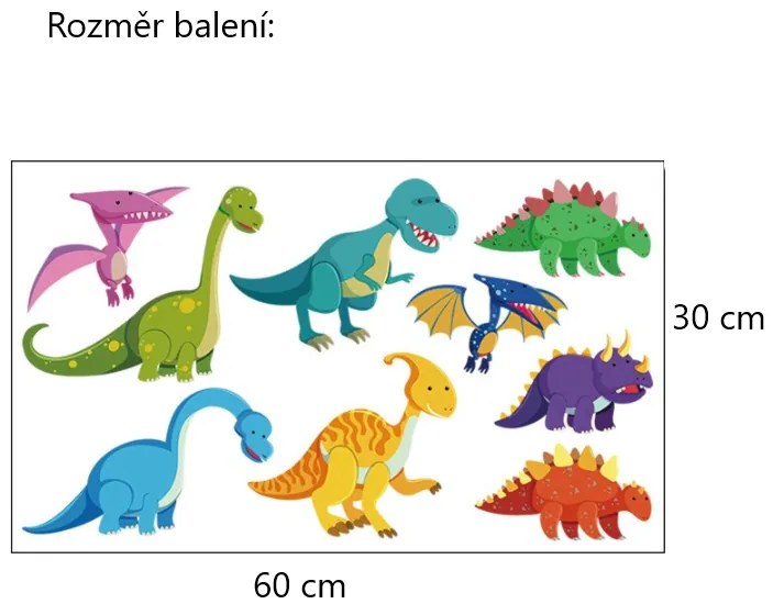 Veselá Stena Samolepka Farební Dinosaury