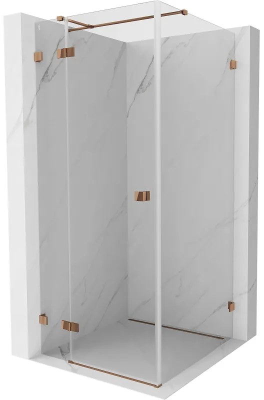 Mexen Lunar T, sklápací sprchový kút ľavý 120 x 120 cm, 8mm číre sklo, profil ružové zlato, 834T-120-120-60-00-L