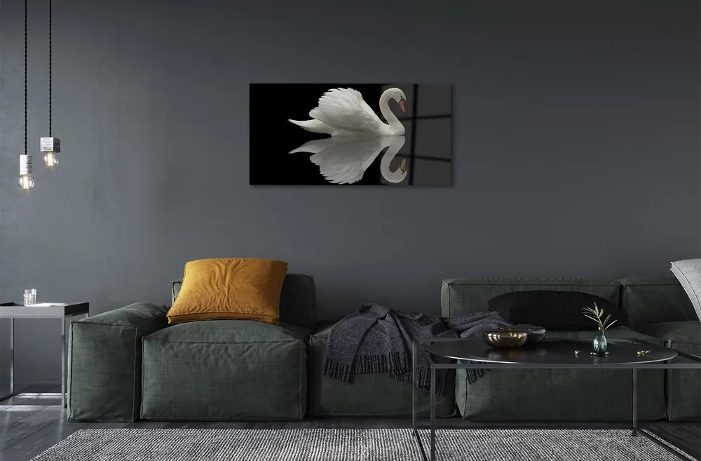 Sklenený obraz Swan v noci 140x70 cm