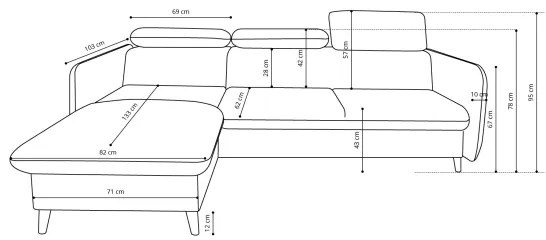 Rozkladacia rohová sedacia súprava do tvaru L s úložným priestorom NISA, sivá, ľavé prevedenie