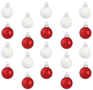 Set vianočných ozdôb v červenej a porcelánovej bielej farbe