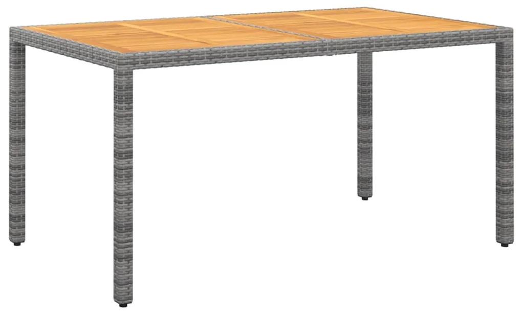 Záhradný stôl 150x90x75 cm akáciové drevo a polyratan sivý 310579