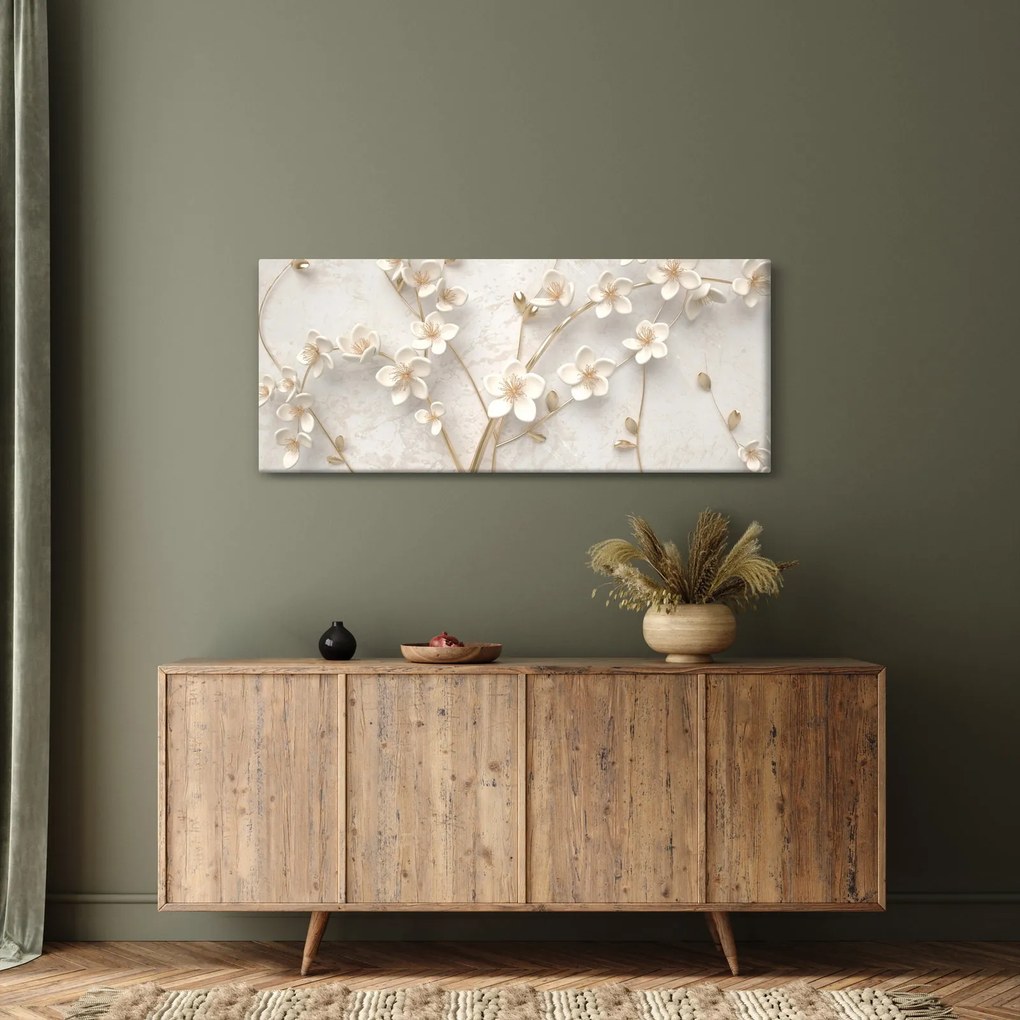 Obraz - Zlatý kvet - abstraktné (120x50 cm)