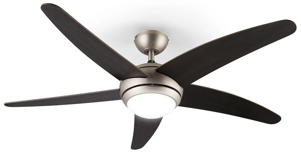 Klarstein Bolero, stropný ventilátor so svietidlom, 55 W, 134 cm, diaľkový ovládač, orechové ramená