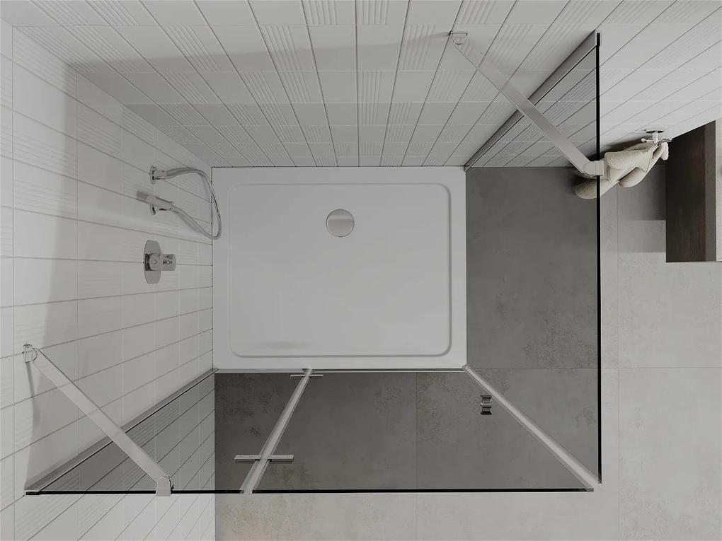 Mexen Roma, sprchový kút s krídlovými dverami 70 (dvere) x 100 (stena) cm, 6mm šedé sklo, chrómový profil + slim sprchová vanička biela + chrómový sifón, 854-070-100-01-40-4010