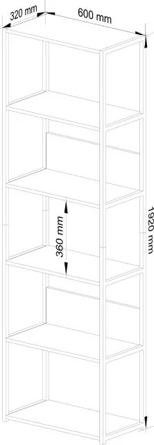 Policový regál 600 čierny / dub craft