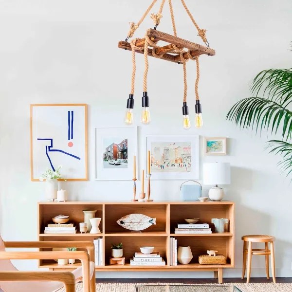 Luster na lanku EREBOS 4xE27/40W/230V hnedá