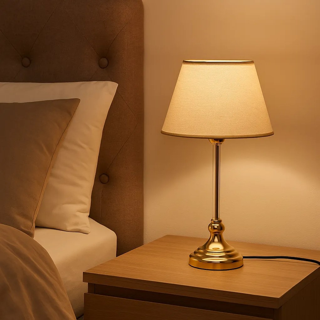 Stolní lampa Deni béžová/zlatá