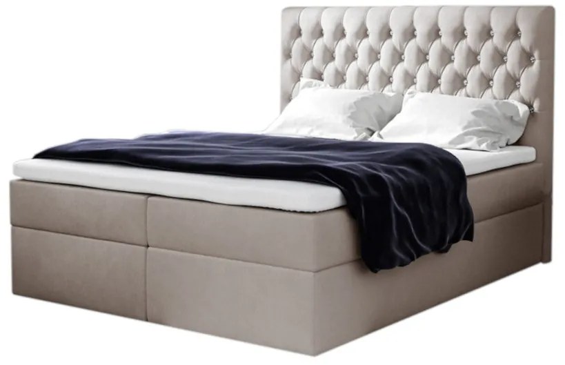 Čalúnená posteľ boxspring TOMIO + úložný priestor + vrchný matrac - jasmine 20 / 180x200