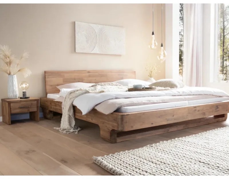 furniture-nabytek.cz - Masívna posteľ Sendai z brúseného akátu, lakovaná, prírodná – 140x200 cm