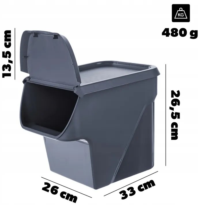 VILDE Sada 2ks úložných boxov VEGBOX na zemiaky a zeleninu s vetraním, VEGBOX antracit+sivý (14l )