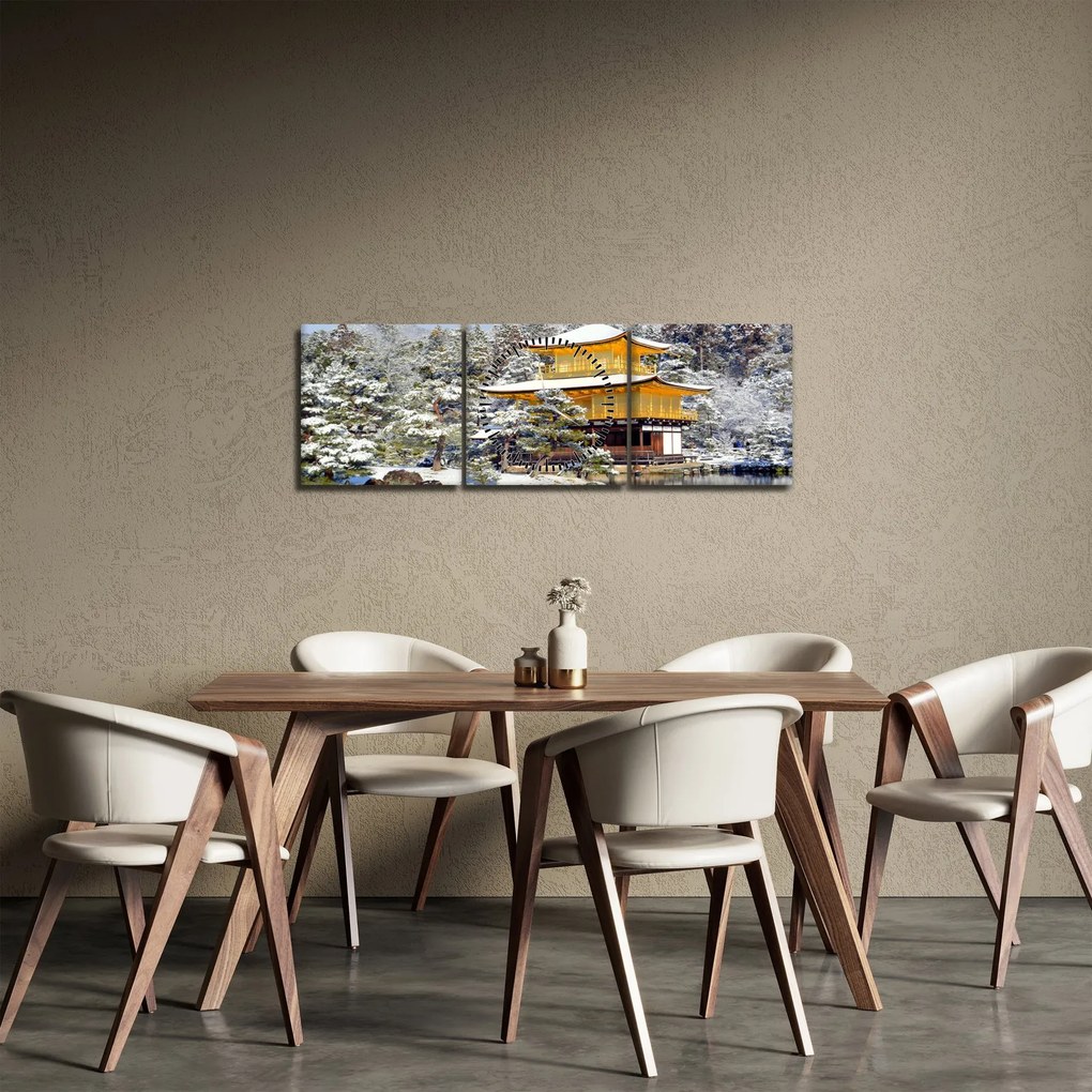 Obraz - Kinkakudži, Japonsko (s hodinami) (90x30 cm)