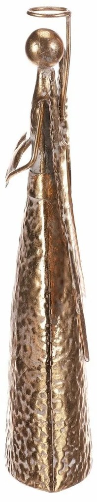 Vianočná kovová dekorácia Anjel 34 cm so srdcom,zlatá, 34 cm