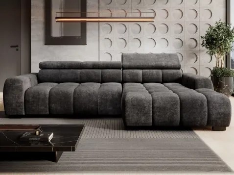 Rohová sedačka Bull,grafitová tkanina,pravý roh,elektrické polohovanie%