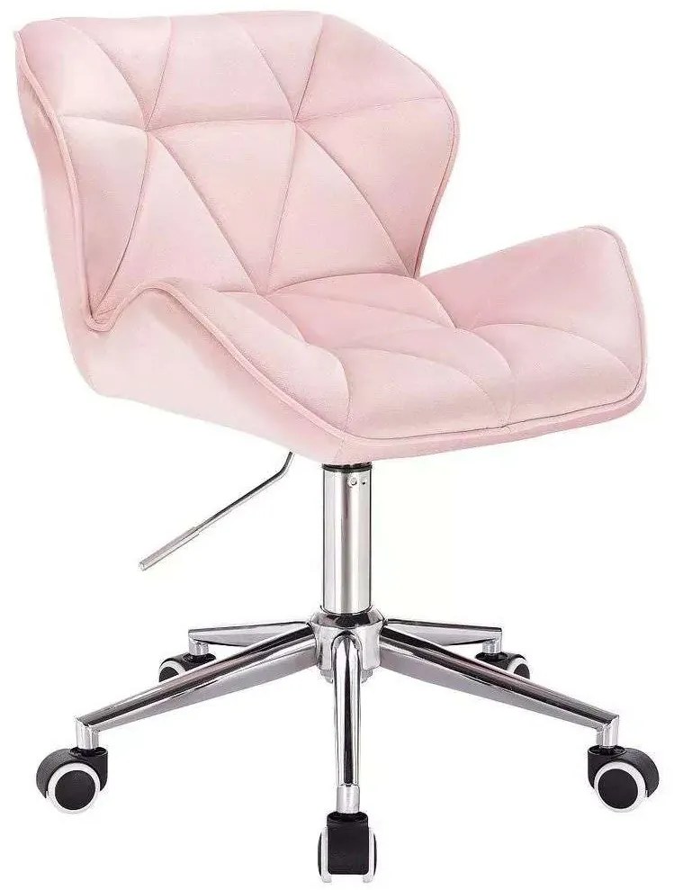 LuxuryForm DESIGN Stolička MILANO VELUR na striebornej podstave s kolieskami - svetloružová