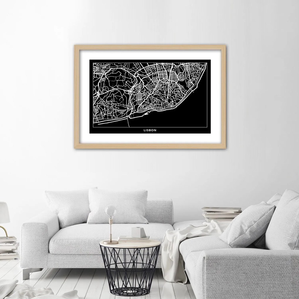 Gario Plagát Plán mesta Lisabon Farba rámu: Bez rámu, Rozmery: 90 x 60 cm