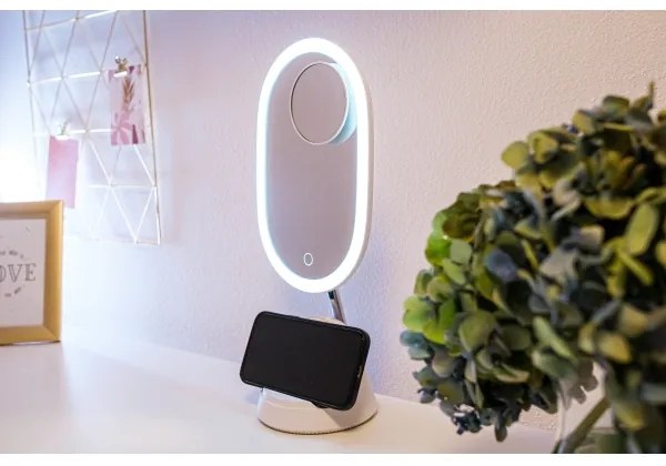 Immax 08970L - LED Stmievateľné zrkadielko s bezdrôtovým nabíjaním LED/18W/230V