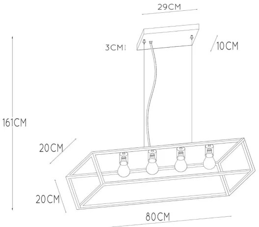 Lucide 00425/04/30 - Luster na lanku FABIAN 4xE27/40W/230V