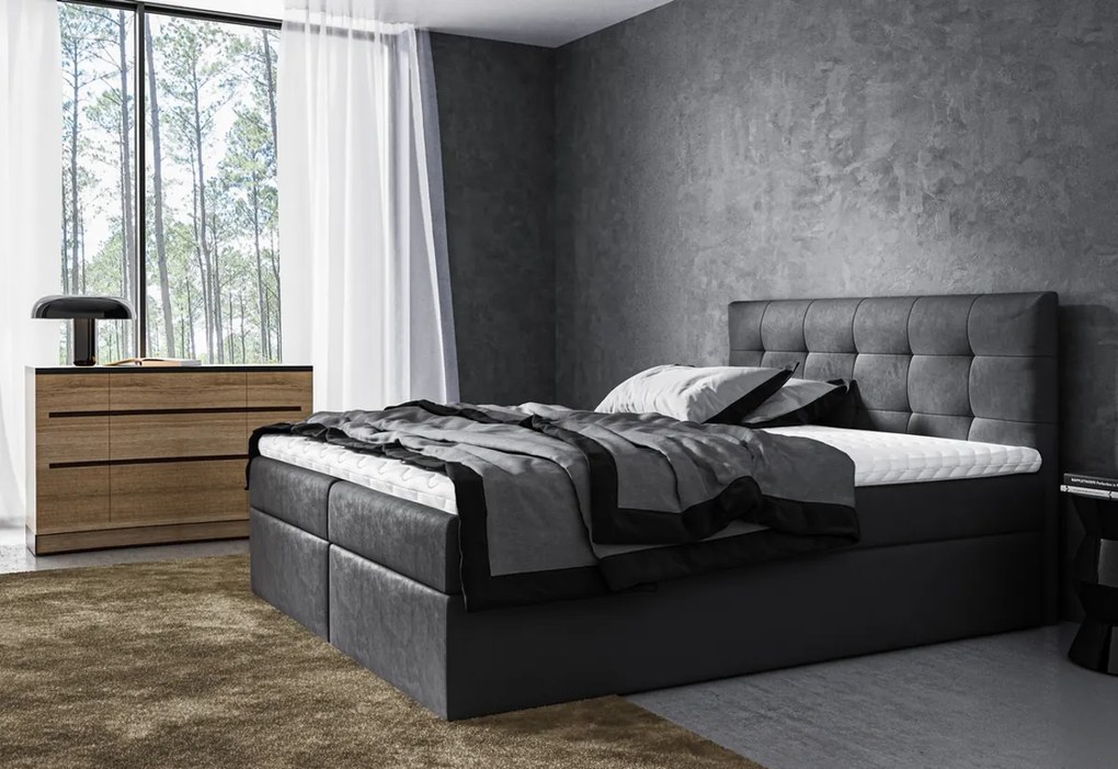 Čalúnená posteľ boxspring ROCCO + topper, 120x200, jasmine 90