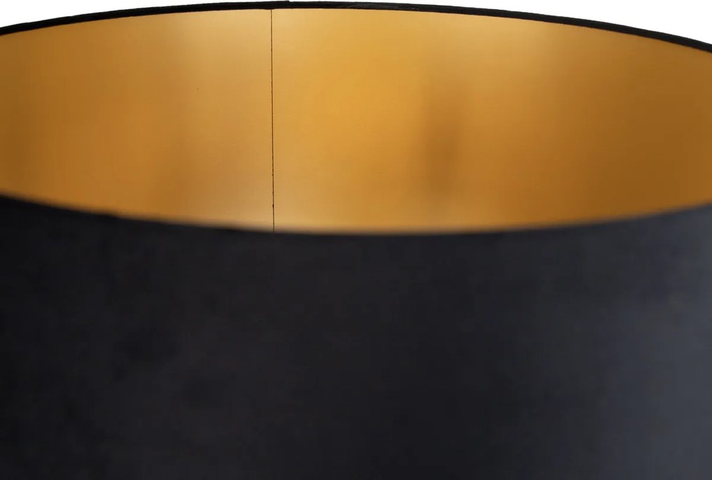 Stojacia lampa zlatá s čiernym tienidlom a zlatým interiérom 50cm - Linden