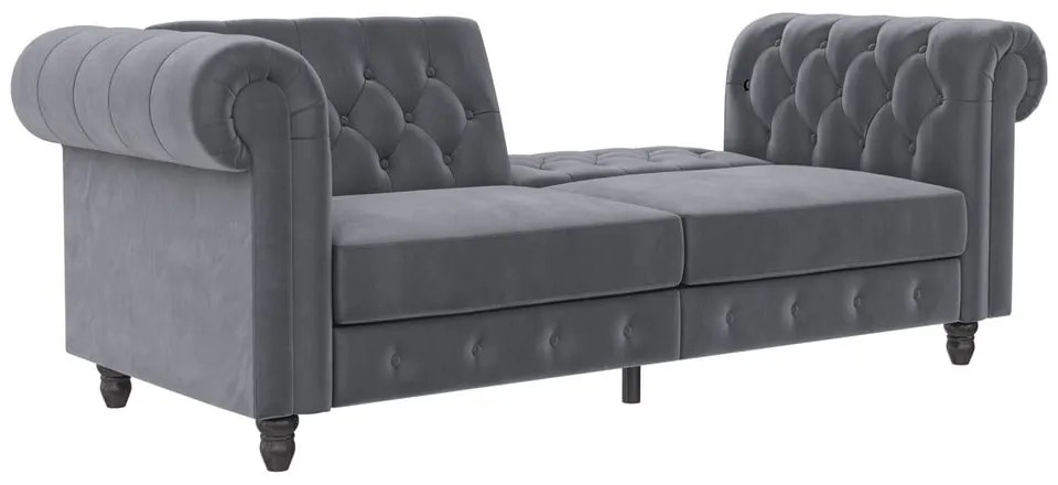 Tmavosivá zamatová rozkladacia pohovka 236 cm Felix – Støraa