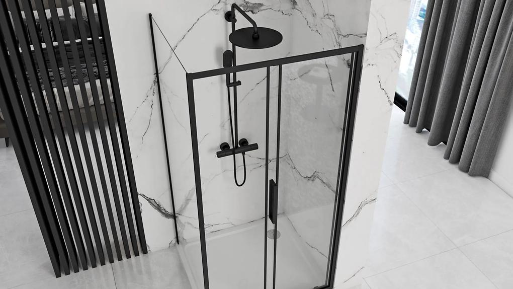 Rea Rapid Slide - sprchovací kút s posuvnými dverami 150(dvere) x 90(stena), číre sklo, čierny profil, KPL-09869