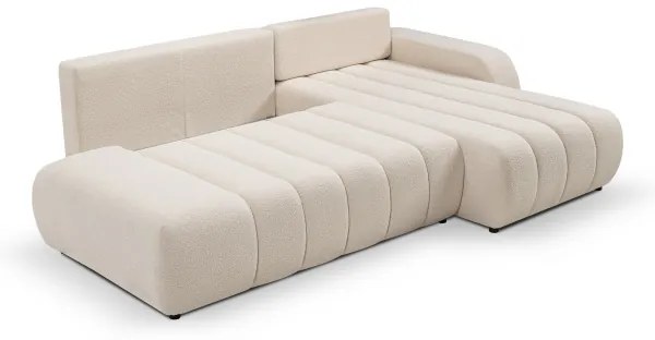 Rozkladacia rohová sedacia súprava DESIO s úložným priestorom v tvare L, pravé prevedenie, béžová
