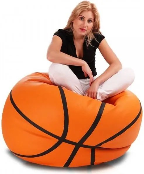 Sedací vak Basketbalová lopta ekokoža - biela