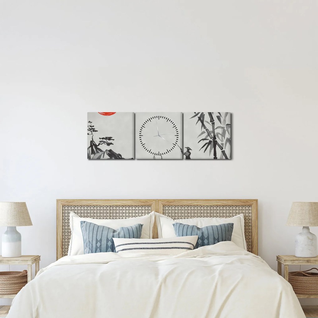 Obraz - Hora Fuji (s hodinami) (90x30 cm)